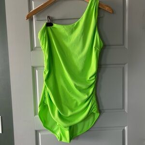 Neon Green One-Shoulder Swimsuit